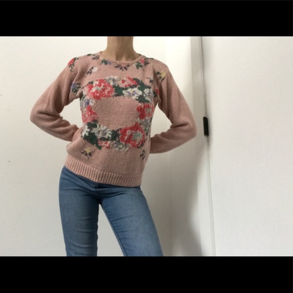 Petite Sophisticate Vintage Floral Pink Sweater - Picture 3 of 13